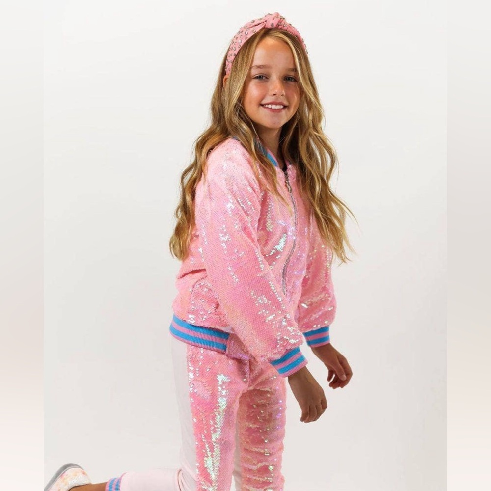 Lola + The Boys PRETTY IN PINK UNICORN SEQUIN SET size 4 NWT
